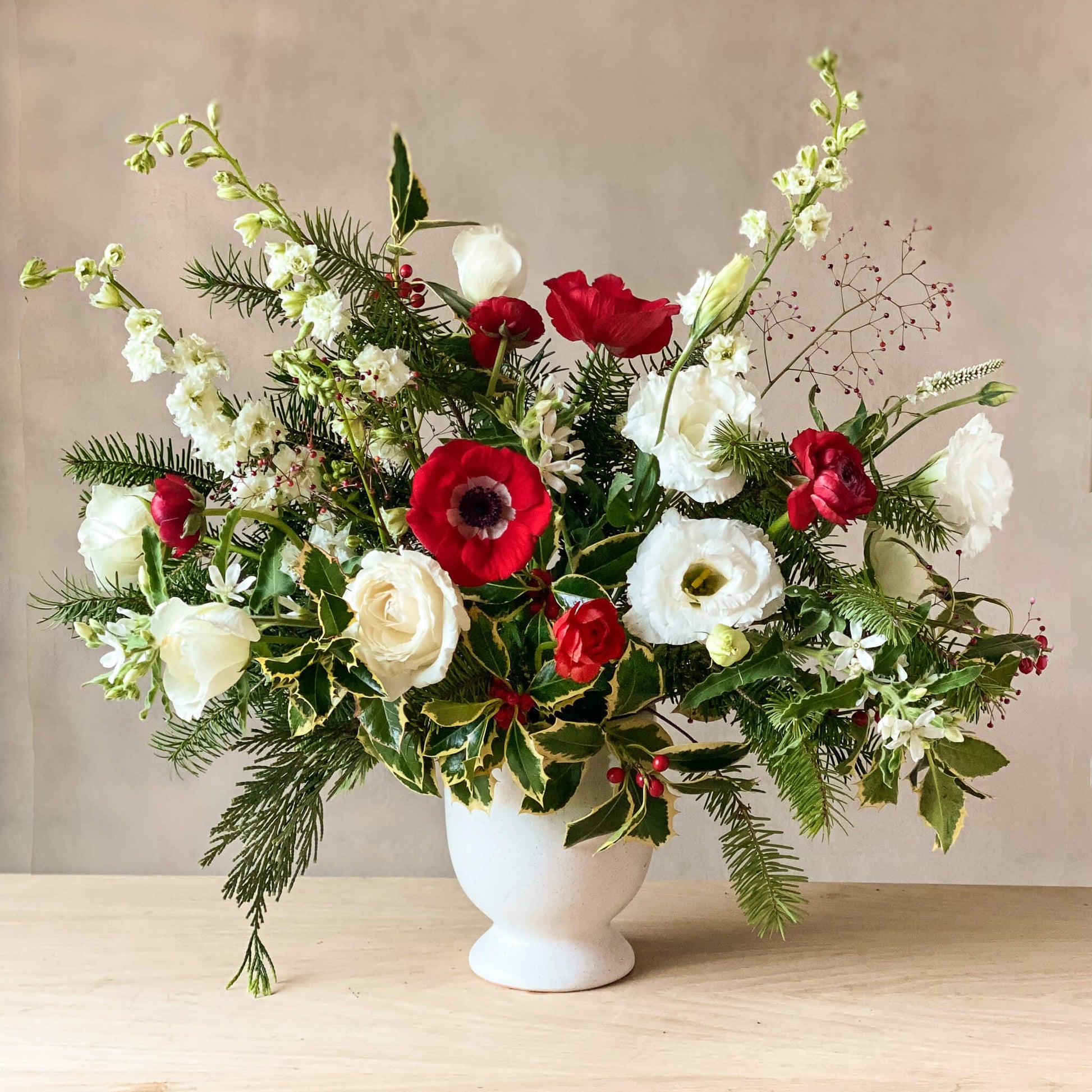 Carmel florist red and white Christmas flowers 