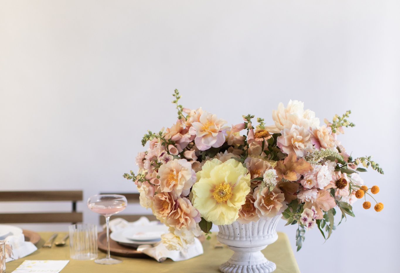 Centerpiece arrangement by Carmel Highlands wedding florist