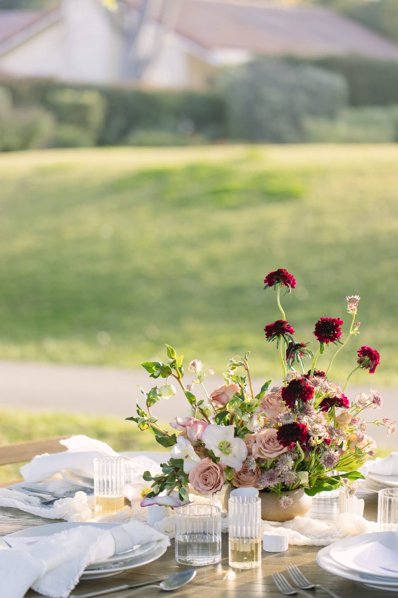 Wedding reception flowers at Carmel Valley Ranch