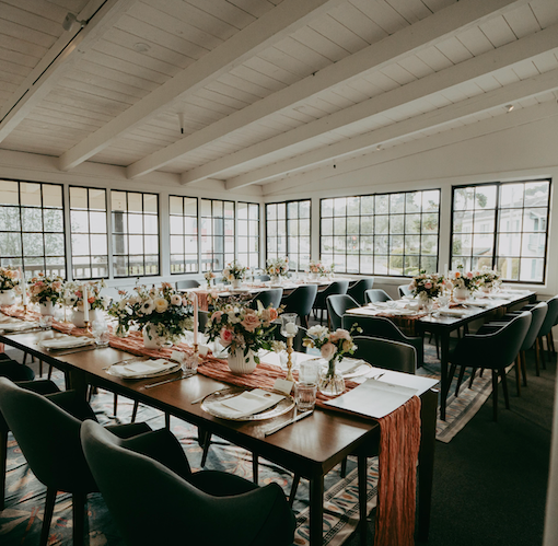 Wedding reception dinner at Stokes Adobe in Monterey